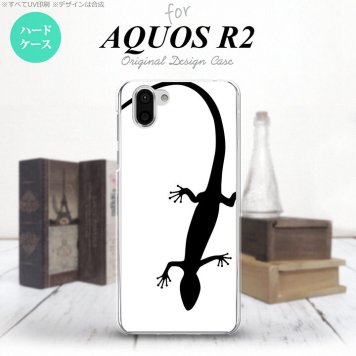 AQUOS R2 アクオス アール2 SH-03K SHV42 専用 スマホケース カバー ハードケース トカゲ 白×黒 nk-r2-506[スマホ,スマホケース,スマホカバー,ケース,カバー,ジャケット]