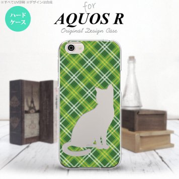 【SH03J】【スマホケース/スマホカバー】【アクオス R】SH03J スマホケース AQUOS R SH-03J カバー アクオス R 猫 チェック緑A nk-sh03j-957【メール便送料無料】