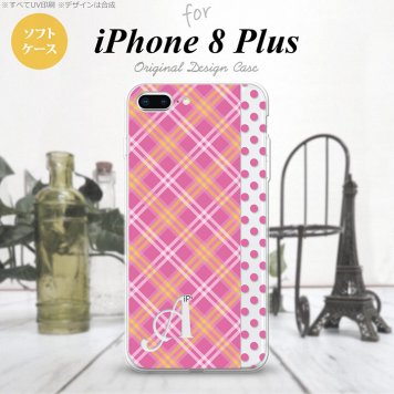 【iPhone8Plus】【スマホケース/スマホカバー】【アイフォン8プラス】iPhone8Plus スマホケース ケース アイフォン8プラス イニシャル タータン・ドット ピンク nk-ip8p-tp1532ini【メール便送料無料】