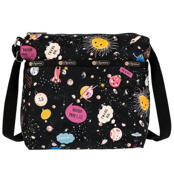レスポートサック LeSportsac バッグ ショルダーバッグ 斜めがけバッグ 7562 E140 SMALL CLEO CROSSBODY スモールクレオ クロスボディ SPACE TALK 宇宙柄ブラック系マルチ