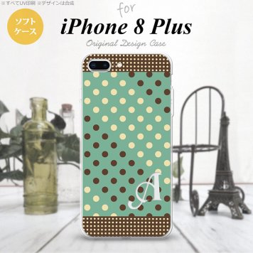 【iPhone8Plus】【スマホケース/スマホカバー】【アイフォン8プラス】iPhone8Plus スマホケース ケース アイフォン8プラス イニシャル ドット・水玉 ミント×茶 nk-ip8p-tp1646ini【メール便送料無料】
