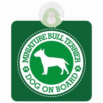 セーフティサイン DOG ON BOARD Miniature Bull Terrier ミニチュアブルテリア グリーン 安全運転 車内用 吸盤タイプ 煽り運転対策 収れん火災防止タイプ 安全対策 カーサイン 吸盤 肉球マーク