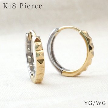 【インパクト☆】18k 18金 中折れ ピアス バイカラー リバーシブル レディース 【ギフトボックス付き】アクセサリー 誕生日プレゼントに 18k 18金 中折れ ピアス バイカラー リバーシブル レディース ラッピング無料