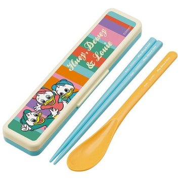 ディズニーレトロ/ヒューイ、デューイ、ルーイ 抗菌 音のならないコンビセット 箸18cm スケーター ※送料無料(ポスト投函)