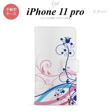 iPhone11Pro iPhone11 Pro 手帳型スマホケース カバー 草 ボタニカル 青 ピンク  nk-004s-i11p-dr1622