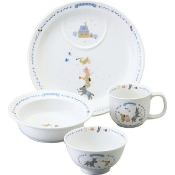 夏の贈り物お中元幼児セット ナルミ プレート（直径22.3×3cm）・ポリッジボウル（直径15.4×4.5cm）・マグ（直径8.3×6.4cm）・飯茶碗（直径10.4×5.5cm）×各1