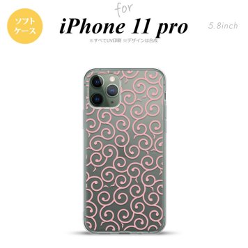 iPhone11Pro iPhone11 Pro スマホケース ソフトケース 唐草 クリア ピンク メンズ レディース nk-i11p-tp1125