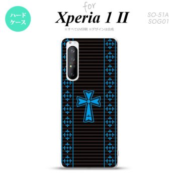 Xperia 1 II 5G スマホケース 背面カバー ストラップホール有り ハードケース ゴシック 黒 水色 ストラップホール おしゃれ かわいい かっこいい メンズ レディース nk-xp12-1009