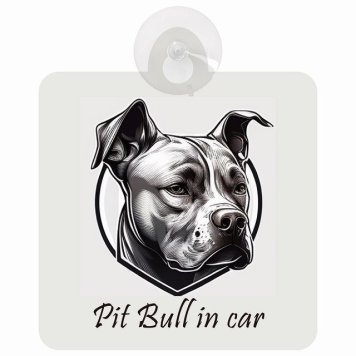 Pit Bull ピットブル Cタイプ 車 窓ガラス 吸盤タイプ 犬 かっこいい おしゃれ イラスト付 DOG IN CAR ドッグインカー ドッグオンボード 安全対策 セーフティサイン デコ 外出 ドライブ カーサイン 吸盤