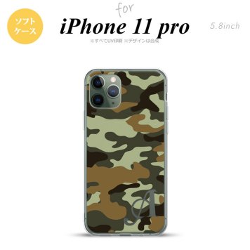 iPhone11Pro iPhone11 Pro スマホケース ソフトケース ウッドランド 迷彩 B 緑 +アルファベット メンズ レディース nk-i11p-tp1158i
