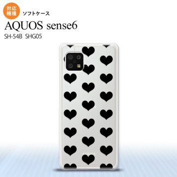 SH-54B SHG05 AQUOS sense6 スマホケース ソフトケース ハート A 黒 メンズ レディース nk-sens6-tp015