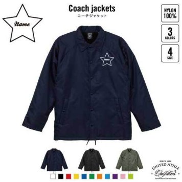 筆記体スター/名入れボア裏地付きコーチジャケット 左胸ワンポイントミリタリー アメカジ ブラック ネイビー カーキ ストリート ブルゾン アウター