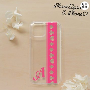 iPhone12/iPhone12pro iPhone12 / iPhone12pro スマホケース ソフトケース トランプ 帯 ピンク クリア +アルファベット メンズ レディース nk-i12-tp530i