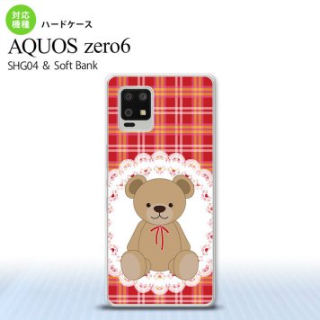 SHG04 SHG04 ZERO6 AQUOS zero6 スマホケース ハードケース くま チェック レース 赤 メンズ レディース nk-zero6-755