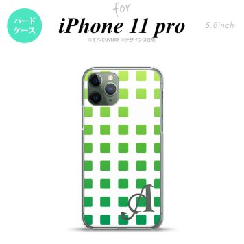 iPhone11Pro iPhone11 Pro スマホケース ハードケース スクエア ドット 緑 +アルファベット メンズ レディース nk-i11p-1367i