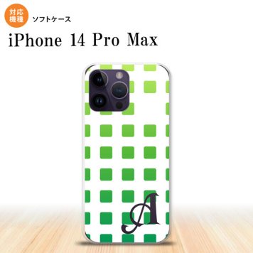 iPhone14 ProMax iPhone14 Pro Max スマホケース 背面ケースソフトケース スクエア ドット 緑 +アルファベット 2022年 9月発売 nk-i14pm-tp1367i