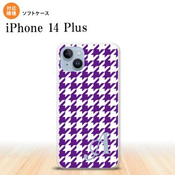 iPhone14 plsu iPhone14 plsu スマホケース 背面ケースソフトケース 千鳥 格子 大 紫 白 +アルファベット 2022年 10月発売 nk-i14pl-tp923i