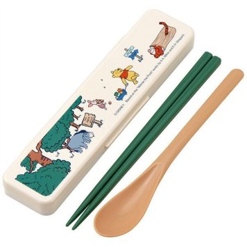 くまのプーさん/アウトドア 抗菌 音のならないコンビセット 箸18cm スケーター ※送料無料(ポスト投函)