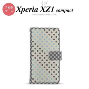 【手帳型 スマホ カバー ケース】【SO02K】【エクスペリア XZ1】手帳型 ケース SO-02K スマホ カバー Xperia XZ1 Compact エクスペリア ドット・水玉 グレー×青 nk-004s-so02k-dr1650【メール便送料無料】