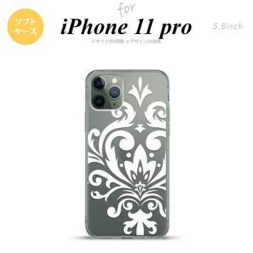 iPhone11Pro iPhone11 Pro スマホケース ソフトケース ダマスク D 白 メンズ レディース nk-i11p-tp1037