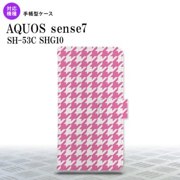 sense7 sense7 手帳型スマホケース カバー 千鳥 格子 大 ピンク白 2022年 11月発売 nk-004s-sens7-dr917