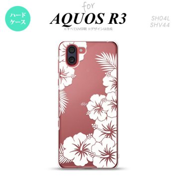 SH-04L SHV44 R3 AQUOS R3 スマホケース カバー ハイビスカス F クリア 白 nk-r3-1058