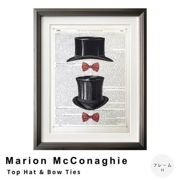 Marion McConaghie（マリオン マコネギー） Top Hat & Bow Ties アートポスター（フレーム付き）
