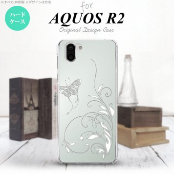 AQUOS R2 アクオス アール2 SH-03K SHV42 専用 スマホケース カバー ハードケース 蝶と草 グレー nk-r2-1631[スマホ,スマホケース,スマホカバー,ケース,カバー,ジャケット]