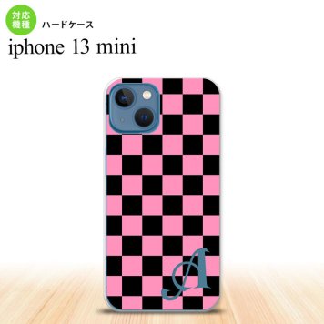 iPhone13mini iPhone13 mini ケース ハードケース スクエア 黒 ピンク +アルファベット  nk-i13m-762i
