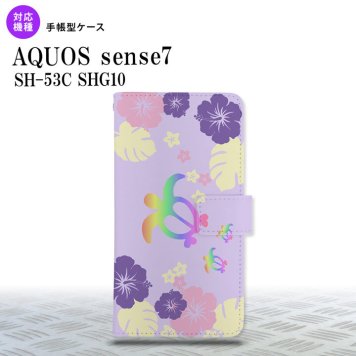sense7 sense7 手帳型スマホケース カバー ホヌ ハイビスカス 紫 2022年 11月発売 nk-004s-sens7-dr683