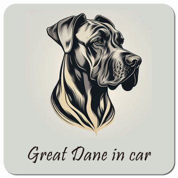 イラスト付 Dog in Car グレートデン Aタイプ カーサイン 車 マグネットステッカー 犬 マグネット 強力 13x13cm 正方形 おしゃれ かわいい ドラレコステッカー 安全対策 危険運転 煽り運転 アニマル 動物 犬種別 屋外 防水 屋内