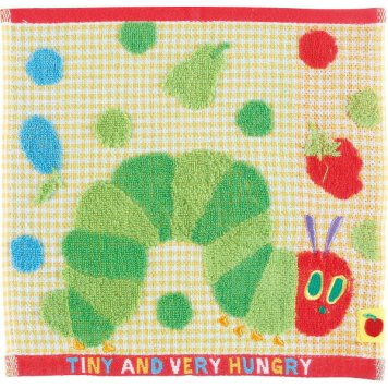 【直送】はらぺこあおむし タオルハンカチ [26-0151-182] ハッピーフルーツ 綿100% 25×25cm キャラクター 絵本 アップリケ 刺繍 表面無撚糸 かわいい おしゃれ 贈り物 贈答用 プチギフト 内祝い ギフト