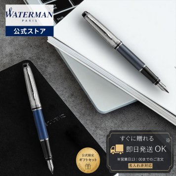 【WATERMAN公式】【名入れなし・即日発送】WATERMAN エキスパート デラックス　万年筆(ペン先：F字) | メタリックブルーCT/ ストーングレイCT　お祝い・記念日 ギフトラッピング 高級筆記具ブランド オフィス使用 会社用 お祝い プレゼント 記念日 誕生日 社会人 入学 卒業 成人 就職