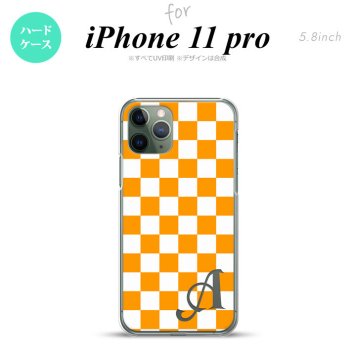 iPhone11Pro iPhone11 Pro スマホケース ハードケース スクエア 白 オレンジ +アルファベット メンズ レディース nk-i11p-764i