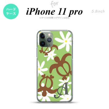 iPhone11Pro iPhone11 Pro スマホケース ハードケース ホヌ ティアレ 緑 +アルファベット メンズ レディース nk-i11p-1083i