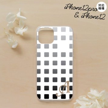 iPhone12/iPhone12pro iPhone12 / iPhone12pro スマホケース ソフトケース スクエア ドット 黒 +アルファベット メンズ レディース nk-i12-tp1365i