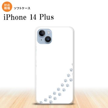 iPhone14 plsu iPhone14 plsu スマホケース 背面ケースソフトケース 猫 足跡 白 クリア 2022年 10月発売 nk-i14pl-tp423
