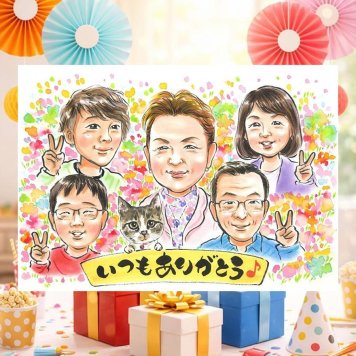 誕生日のプレゼントに、ずっとそばに置きたくなる似顔絵です。 ギフト 似顔絵 感謝 手描き プレゼント 名入れ 贈り物 誕生日 お祝い 記念 記念日 家族 大人数 祖母 祖父 ご両親 両親 家族 修正無料 名入れ 下書き確認 実績多数 サプライズ 似てる 喜ばれる 一生もの 家族 宝物 バレンタインデー 引っ越し ブライダルギフト オリジナル 白寿祝い 応援 ホワイトデー ウェディングギフト