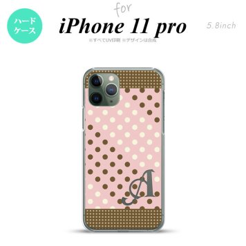 iPhone11Pro iPhone11 Pro スマホケース ハードケース ドット 水玉 C 薄ピンク 茶 +アルファベット メンズ レディース nk-i11p-1642i