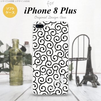 【iPhone8Plus】【スマホケース/スマホカバー】【アイフォン8プラス】iPhone8Plus スマホケース ケース アイフォン8プラス イニシャル 唐草 白×黒 nk-ip8p-tp1133ini【メール便送料無料】