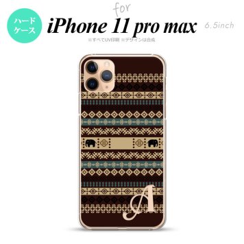 iPhone11ProMax iPhone11pro max スマホケース ハードケース エスニック ゾウ 茶 +アルファベット メンズ レディース nk-i11pm-1574i