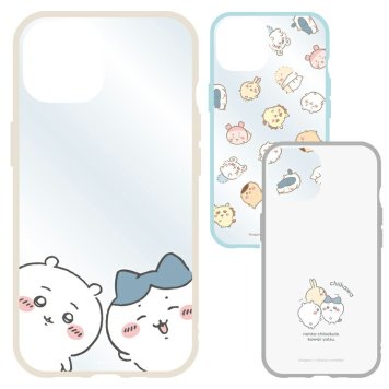 iPhone15 iPhone14 iPhone13 ケース ちいかわ クリア 透明 ハイブリッド ハチワレ うさぎ 総柄 ふりかえり スマホ カバー 耐衝撃 ラウンド フィット キャラクター グッズ アイフォン アイホン 6.1inch ２眼 IIIIfit Clear CK-24