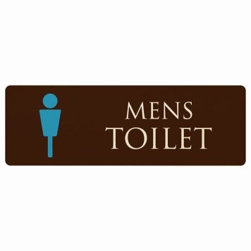 トイレ プレート 木製 MENS ブラウン＆カラー 長方形 12x4cm ドア サインプレート ピクトサイン トイレマーク表示 案内 注意 施設 御手洗 TOILET おしゃれ シンプル 安全対策