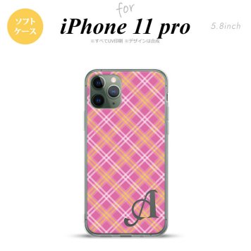 iPhone11Pro iPhone11 Pro スマホケース ソフトケース チェック A ピンク +アルファベット メンズ レディース nk-i11p-tp433i