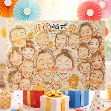 金婚式の記念に、大切な記念日を、笑顔で残せます。ラッピング対応で、贈り物として渡しやすい似顔絵です。 金婚式 プレゼント 似顔絵 贈り物 ギフト 手描き 名入れ 金婚式 結婚記念日 銀婚式 大人数 おばあちゃん 家族 祖母 おじいちゃん 夫婦 修正無料 名入れ 下書き確認 サプライズ 似てる 一生もの 宝物 親孝行 結婚記念日 50周年 感謝 長寿 闘病中の方への励まし おすすめ 記念日