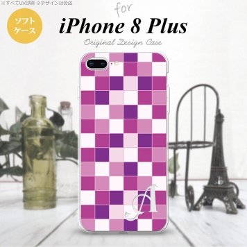 【iPhone8Plus】【スマホケース/スマホカバー】【アイフォン8プラス】iPhone8Plus スマホケース ケース アイフォン8プラス イニシャル スクエア 紫 nk-ip8p-tp1019ini【メール便送料無料】