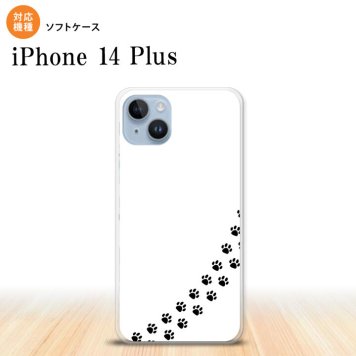 iPhone14 plsu iPhone14 plsu スマホケース 背面ケースソフトケース 猫 足跡 白 黒 2022年 10月発売 nk-i14pl-tp424