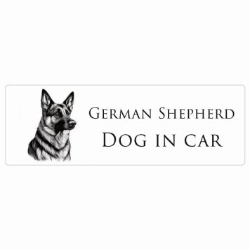 イラスト付 ドッグ カーステッカー Dog in Car シェパード B タイプ セーフティサイン 犬種別 長方形 15x5cm シール リア あおり運転対策 Dog Sticker 安全対策 カーサイン
