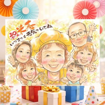 米寿のギフトに、飾りたくなる似顔絵を贈りませんか。下書き確認あり。修正無料で納得の表情になるまで調整します。 米寿祝い 贈り物 似顔絵 プレゼント 名入れ 手描き ギフト 米寿 傘寿 長寿 記念 大人数 おじいちゃん 祖父母 おばあちゃん 下書き確認 名入れ 修正無料 サプライズ そっくり 親孝行 かわいい 長寿祝い 一生もの 米寿祝い 88歳 オーダーメイド 二次会 ブライダルギフト イラスト