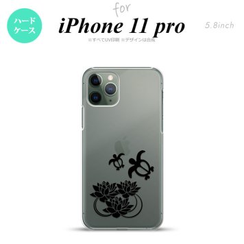 iPhone11Pro iPhone11 Pro スマホケース ハードケース 蓮と亀 クリア 黒 メンズ レディース nk-i11p-504